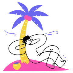 Illustration: a person relaxing under a palm tree