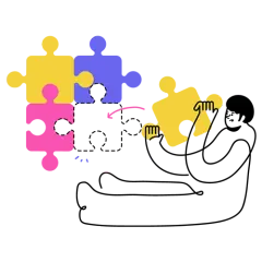 Illustration: a person fitting the last piece into a puzzle