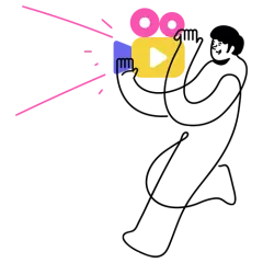 Illustration: a person filming with a movie camera